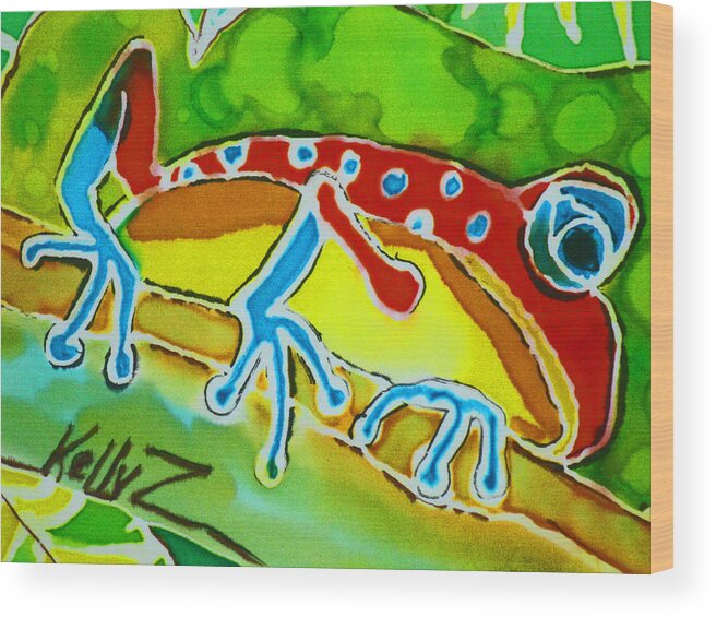 Frog Wood Print featuring the painting Pa Froggy by Kelly Smith