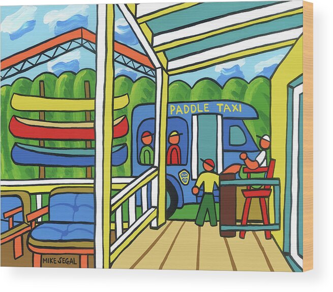 Canoe Wood Print featuring the painting Paddle Taxi - Rum 138 by Mike Segal