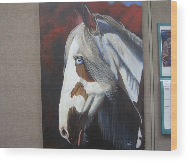 Paint Horse With Blue Eyes Wood Print By Hilde Sanders