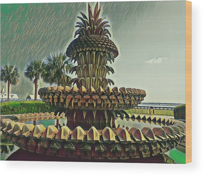 Palm Wood Print featuring the photograph Palms and Pineapples by Sherry Kuhlkin