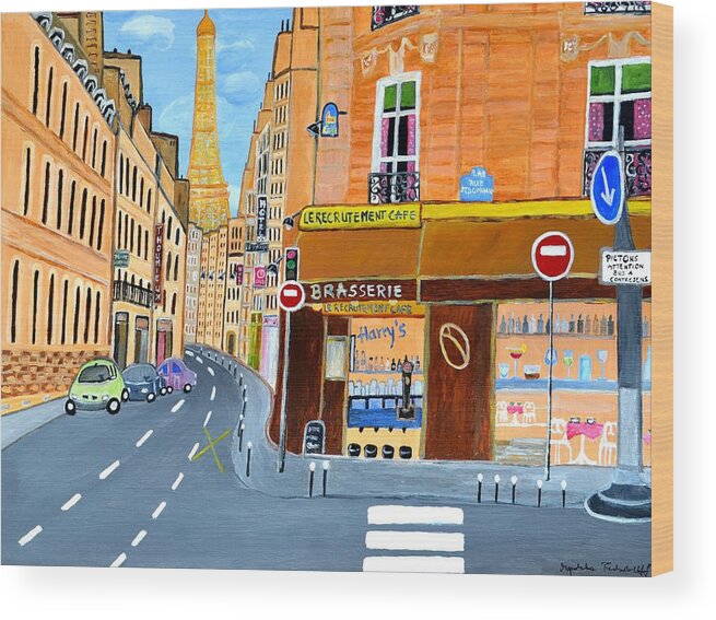 France Wood Print featuring the painting Paris France, Rue St. Dominique by Magdalena Frohnsdorff