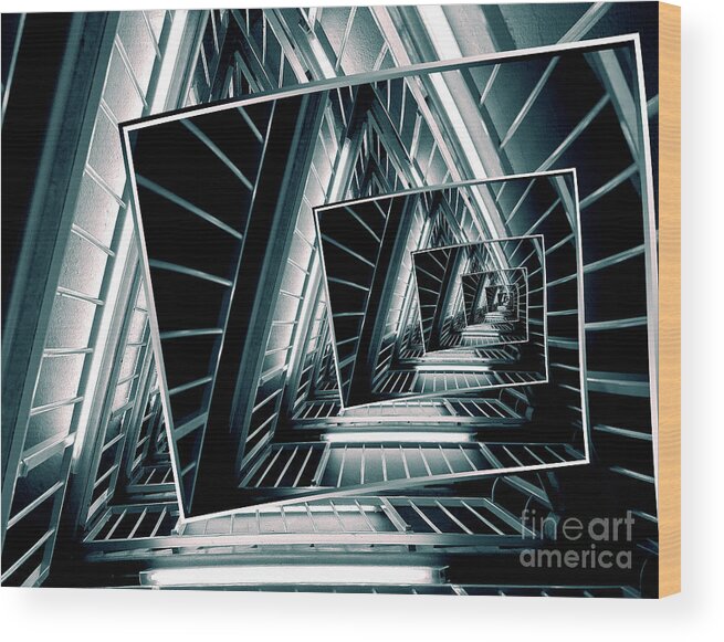Droste Effect Wood Print featuring the digital art Path of Winding Rails by Phil Perkins