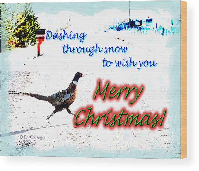 Greeting Card Wood Print featuring the digital art Pheasant Greeting by Kae Cheatham