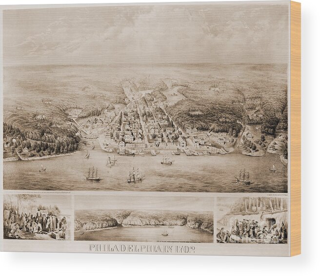 1702 Wood Print featuring the photograph Philadelphia, 1702 by Granger