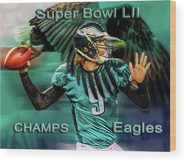 Eagles Wood Print featuring the photograph Philadelphia Eagles - Super Bowl Champs by Glenn Feron