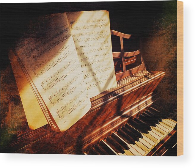 Piano Wood Print featuring the photograph Piano Sheet Music by Eleanor Abramson