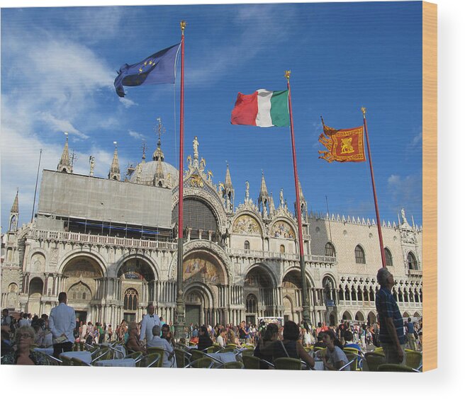 Piazza San Marco Venice Italy Wood Print featuring the painting Piazza San Marco Venice by Lisa Boyd