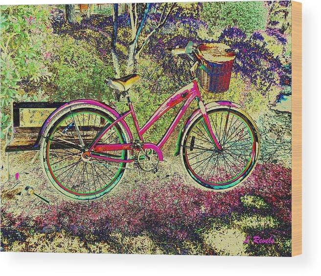 Bicycle Wood Print featuring the photograph Pink Bicycle by Leslie Revels