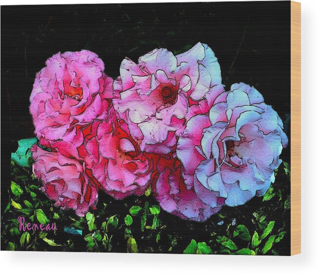 Roses Wood Print featuring the photograph Pink - White Roses by A L Sadie Reneau