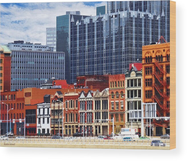 Pittsburgh Wood Print featuring the photograph Pittsburgh PA Skyline Closeup by Susan Savad