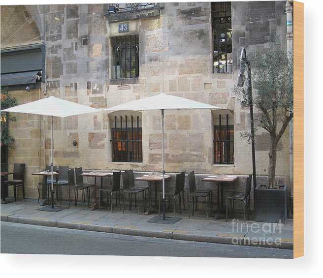 Paris Wood Print featuring the photograph Place des Victoires Cafe by Suzanne Krueger
