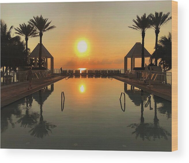 Florida Wood Print featuring the photograph Placid Pool at Sunset by Mark Mitchell
