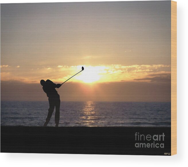 Photo Wood Print featuring the photograph Playing Golf At Sunset by Phil Perkins