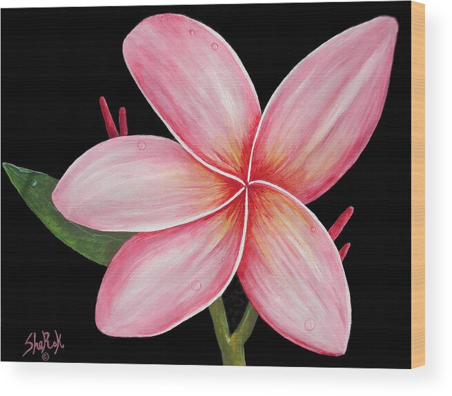 Floral Wood Print featuring the painting Plumeria by SheRok Williams