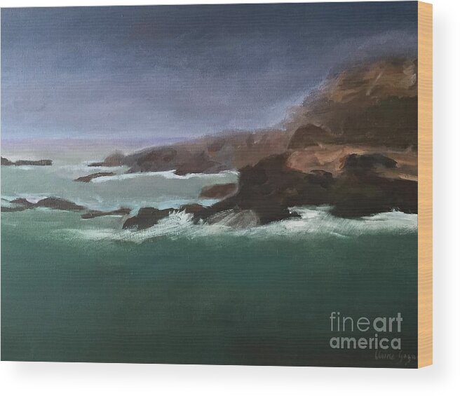 Marine Wood Print featuring the painting Point Lobos Monterey by Claire Gagnon