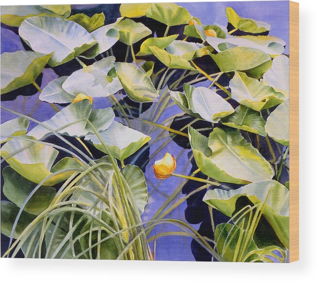 Pond Wood Print featuring the painting Pond Lilies by Sharon Freeman