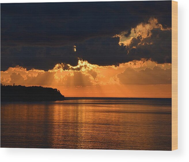 Sunset Wood Print featuring the photograph Porcupine Mountains Superior Sunset by Keith Stokes