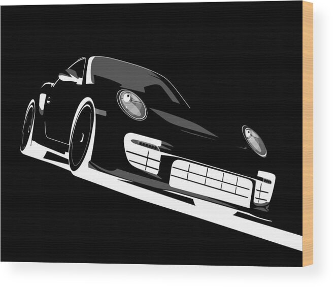 Porsche Wood Print featuring the digital art Porsche 911 GT2 Night by Michael Tompsett
