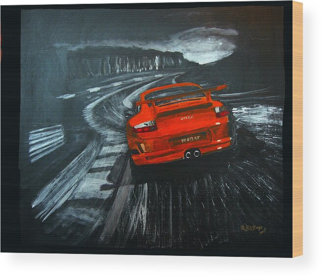 Porsche Wood Print featuring the painting Porsche GT3 Le Mans by Richard Le Page