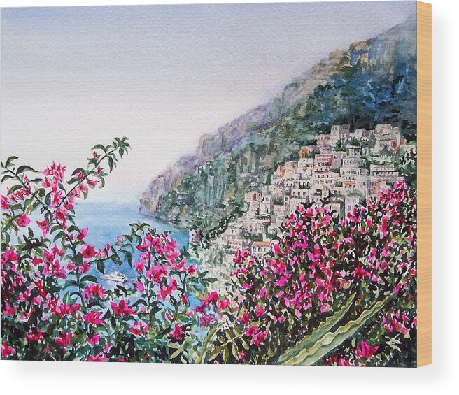 Italy Wood Print featuring the painting Positano Italy by Irina Sztukowski