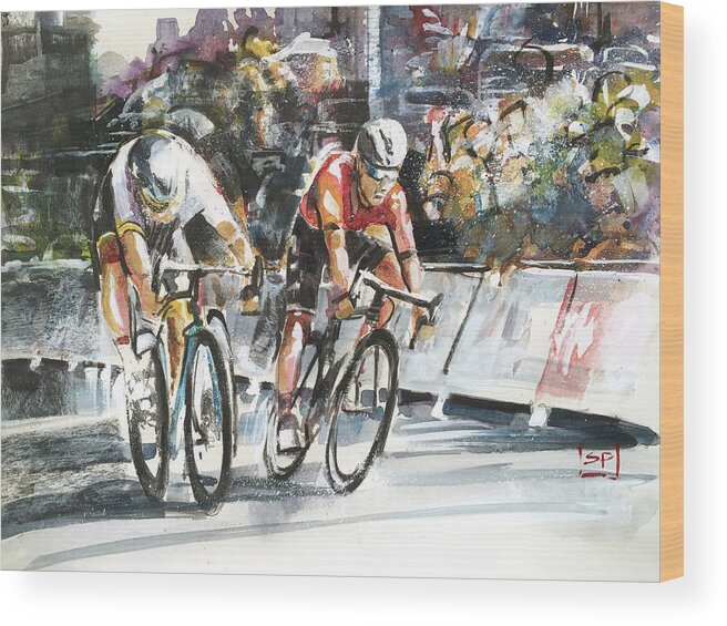 Letour Wood Print featuring the painting Power Finish by Shirley Peters