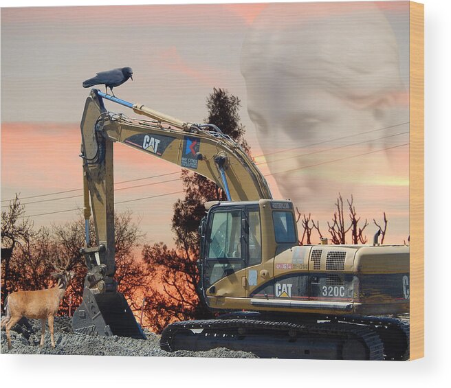 Ecology Wood Print featuring the digital art Predatory Metal Cats 111416 by Glen Faxon