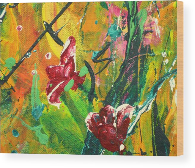 Flowers Wood Print featuring the painting Pretty Posies by Tracy Bonin