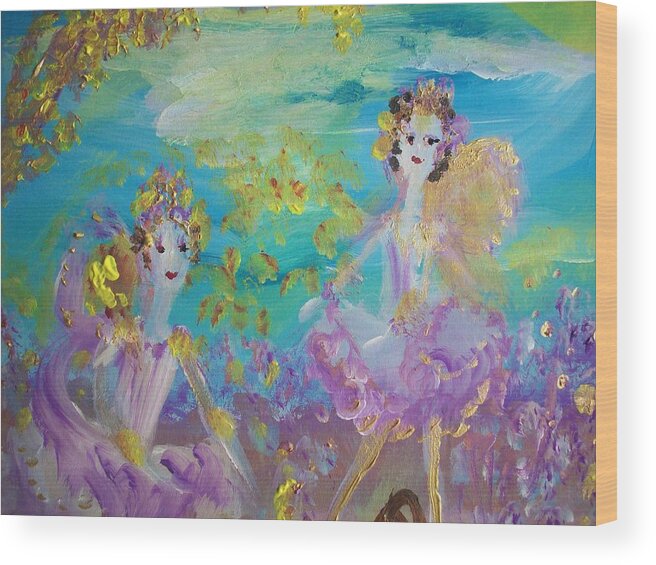 Fairies Wood Print featuring the painting Proud fairies keep on rolling by Judith Desrosiers