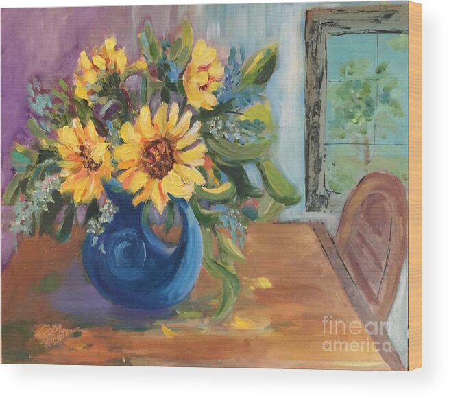 Daisies Wood Print featuring the painting Proud to Be Here by Patsy Walton