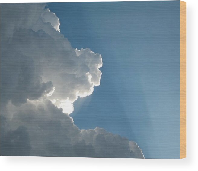 Clouds Wood Print featuring the photograph Puffy White Clouds by Liz Vernand