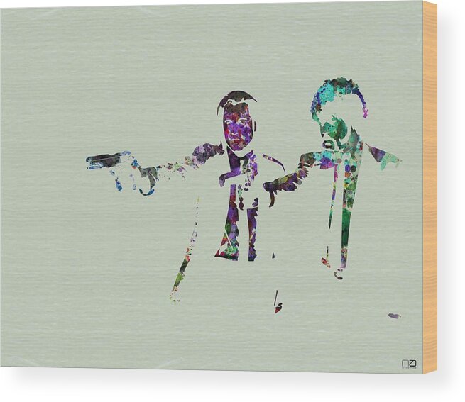 Pulp Fiction Wood Print featuring the painting Pulp Fiction watercolor by Naxart Studio