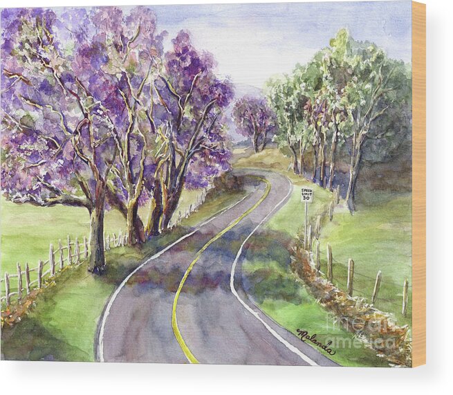 Purple Trees Wood Print featuring the painting Purple Road by Malanda Warner