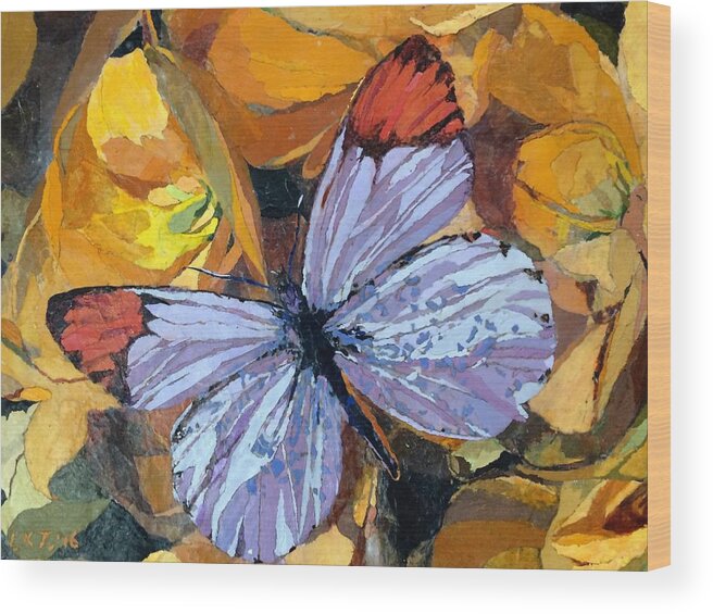 Butterfly Wood Print featuring the painting Rainbow Butterfly, For Matisse by Leah Tomaino