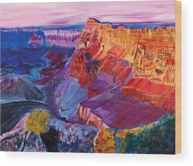 Grand Canyon Wood Print featuring the painting Rainbow Canyon 18 x 24 by Santana Star