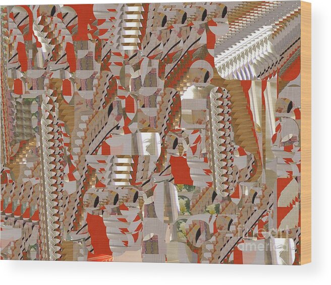 Digital Art Wood Print featuring the digital art Red and White meets Gray by Nancy Kane Chapman