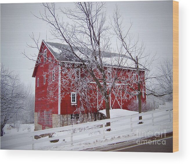 Landscape Photography Wood Print featuring the photograph Red Barn Circa 1876 by Sue Stefanowicz
