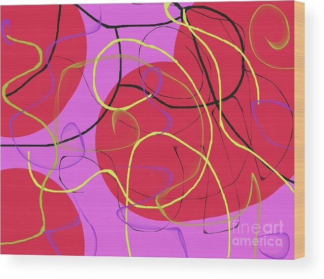 Abstract Wood Print featuring the digital art Red fruits by Chani Demuijlder