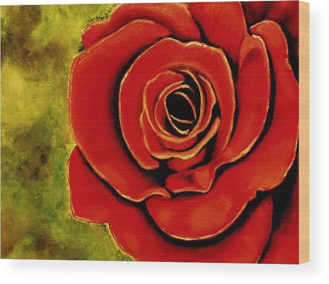 Flower Wood Print featuring the painting Red Rose Blooms by Victoria Rhodehouse