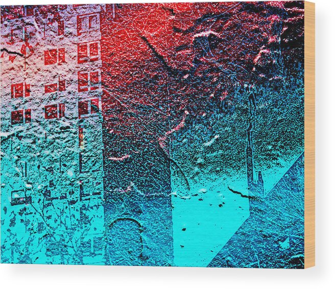 Building Wood Print featuring the digital art Red Sky at Night by Gina Callaghan