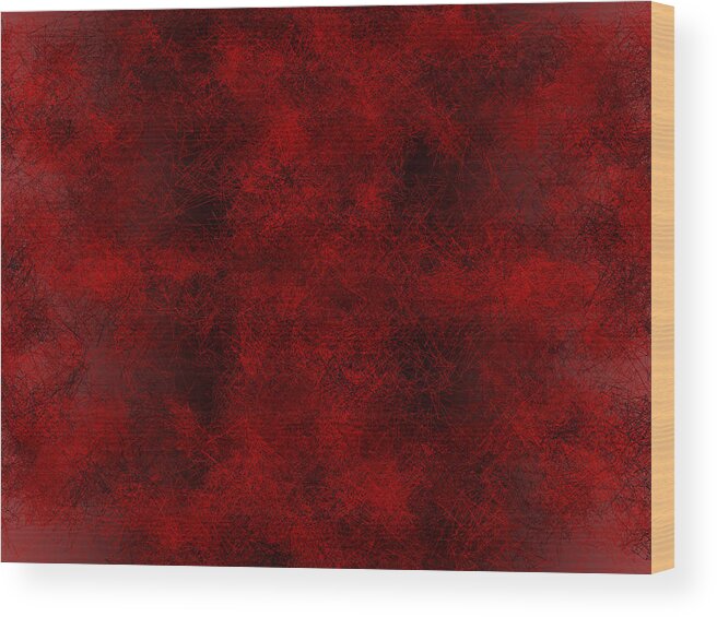 Rithmart Dark Deep Red Symmetry Organic Web Net String Hair Strands Lines Mesh Growth Life Alive Living Recursive Iterative Smoke Clouds Fog Mystery Wood Print featuring the digital art Red.269 by Gareth Lewis