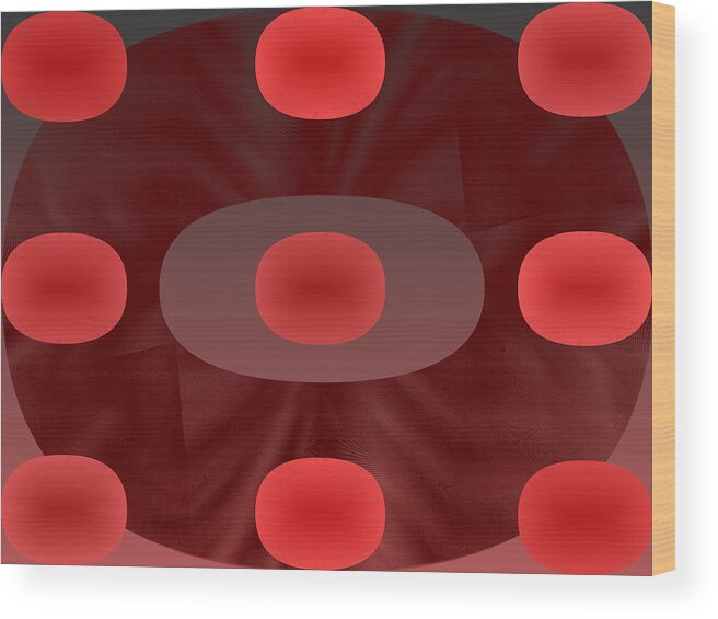 Rithmart Abstract Red Organic Random Computer Digital Shapes Abstract Predominantly Red Wood Print featuring the digital art Red.780 by Gareth Lewis