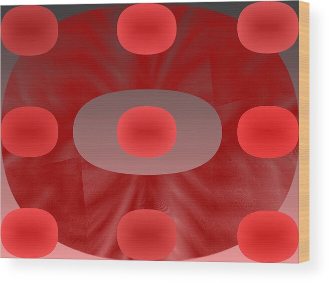 Rithmart Abstract Red Organic Random Computer Digital Shapes Abstract Predominantly Red Wood Print featuring the digital art Red.782 by Gareth Lewis