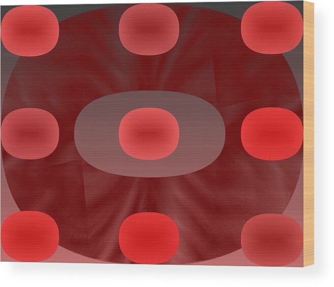 Rithmart Abstract Red Organic Random Computer Digital Shapes Abstract Predominantly Red Wood Print featuring the digital art Red.784 by Gareth Lewis