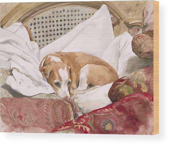 Dog Wood Print featuring the painting Regal Beagle by Debra Jones
