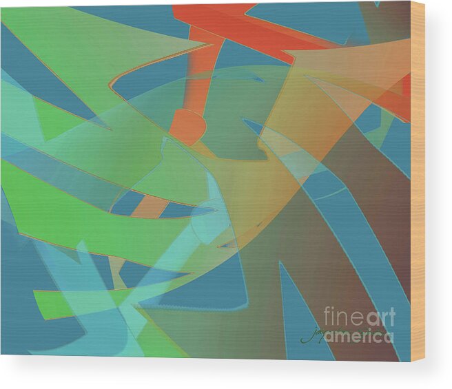 Abstract Wood Print featuring the digital art Relationship Dynamics by Jacqueline Shuler