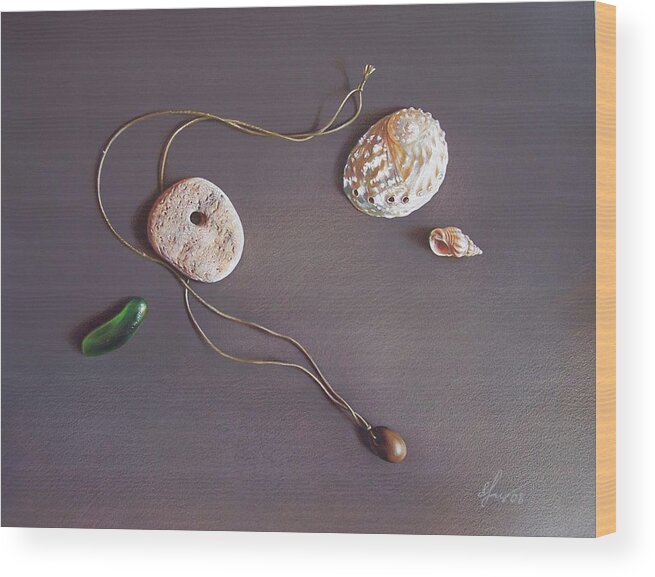 Still Life Wood Print featuring the drawing Remembering last summer... by Elena Kolotusha
