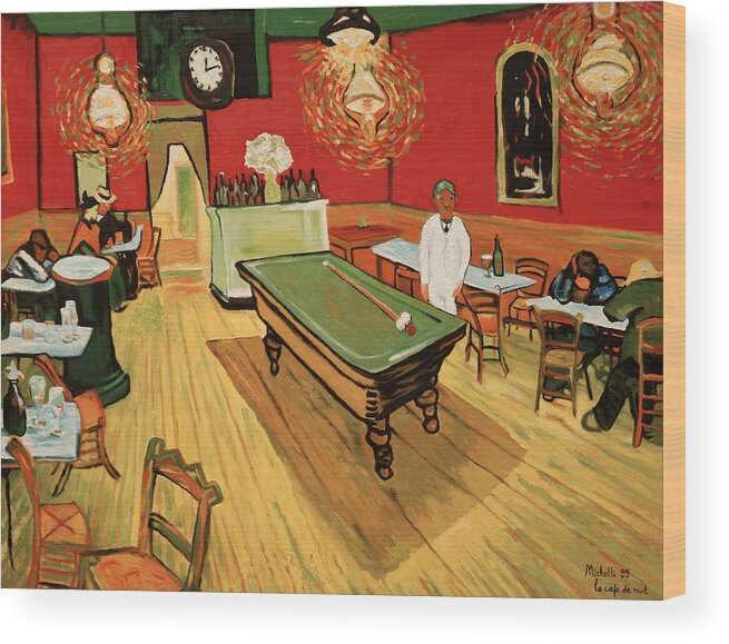 Van Gogh Wood Print featuring the painting Replica The Night Cafe by Joe Michelli
