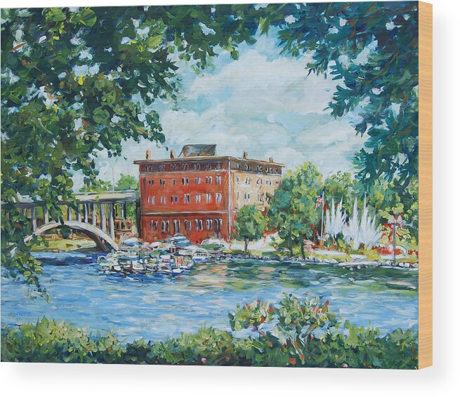 Ingrid Dohm Wood Print featuring the painting Rever's Marina by Ingrid Dohm