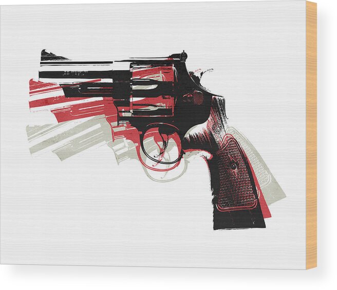 Revolver Wood Print featuring the digital art Revolver on White - left facing by Michael Tompsett