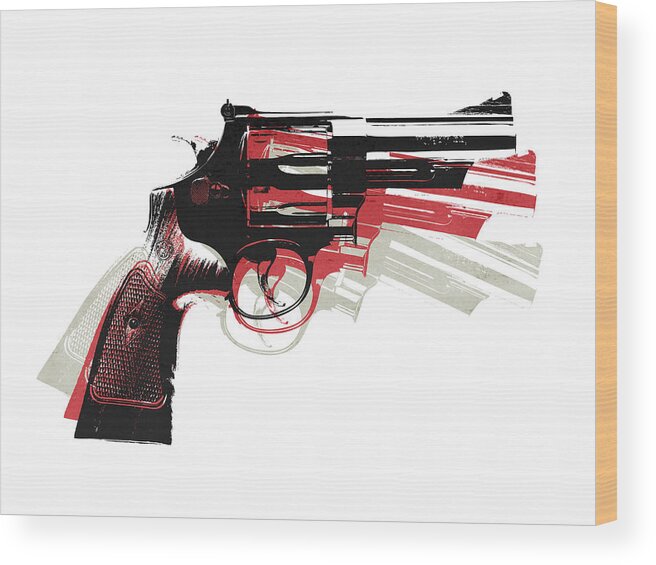 Revolver Wood Print featuring the digital art Revolver on White - right facing by Michael Tompsett